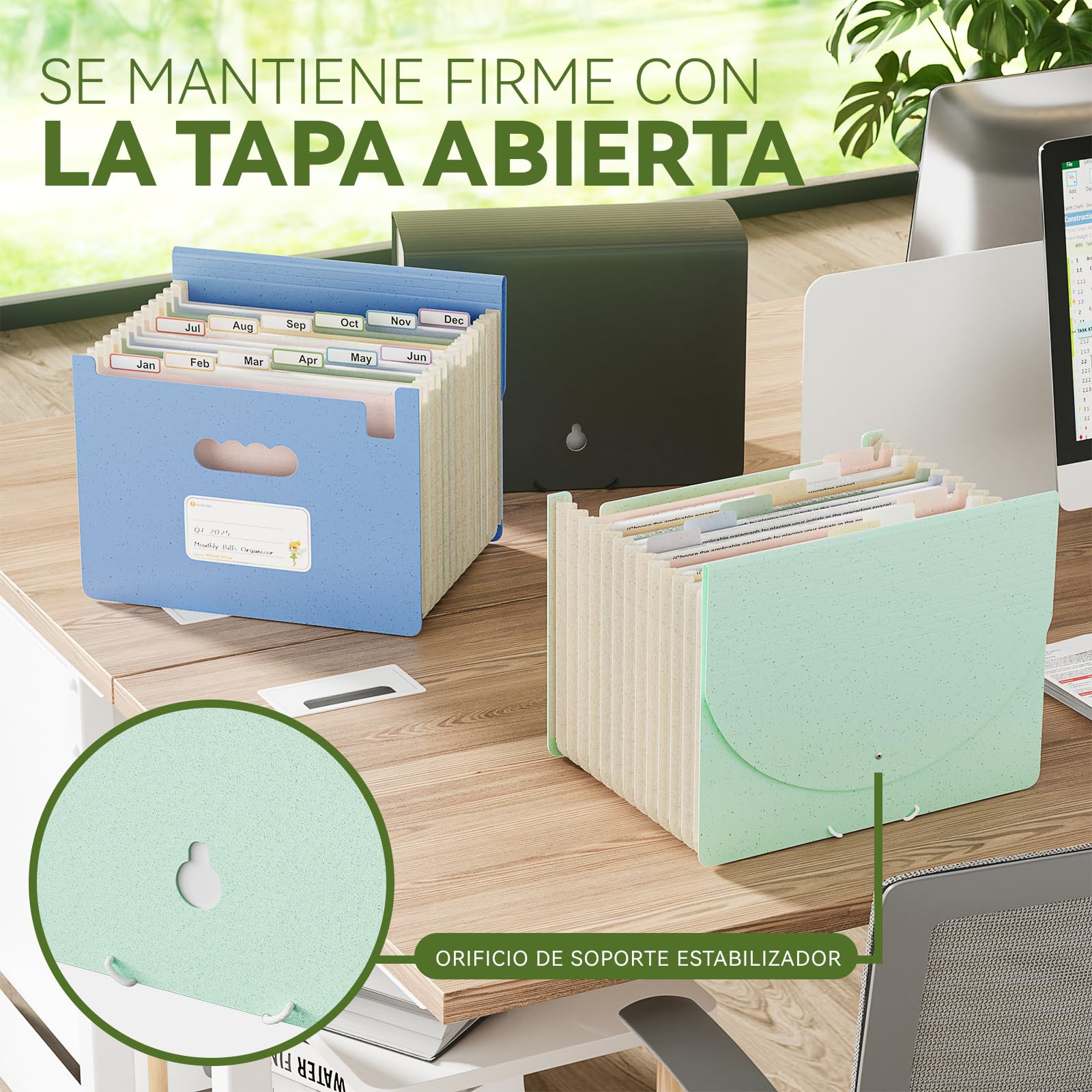 Cartella Portadocumenti A4 In Paglia Di Grano - 12 Tasche, Espandibile, Senza BPA, Giallo - Foto 4