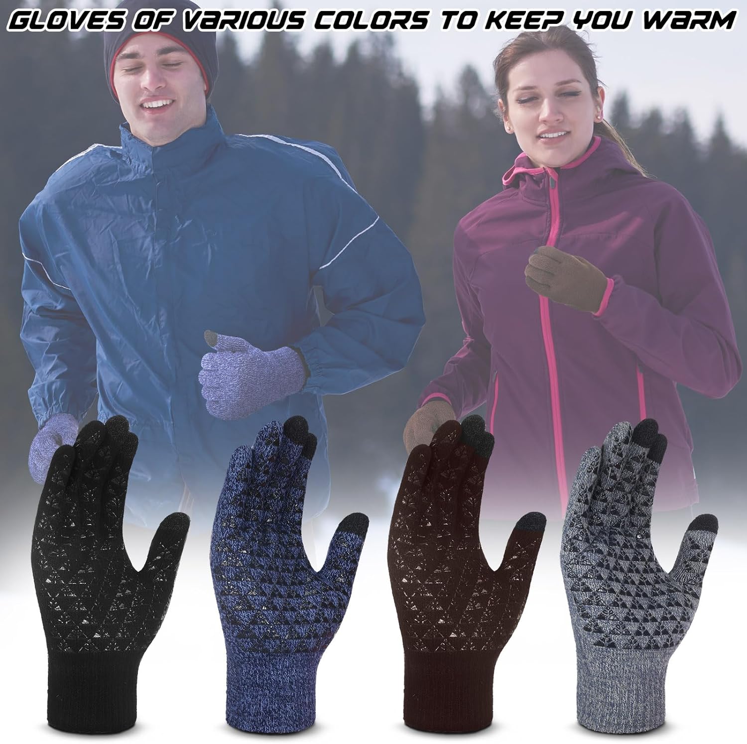 Newcotte 4 Pair Winter Gloves for Men Women Touch Screen Cold Weather Warm Thermal Knit Glove for Running Driving Hiking - Image 7