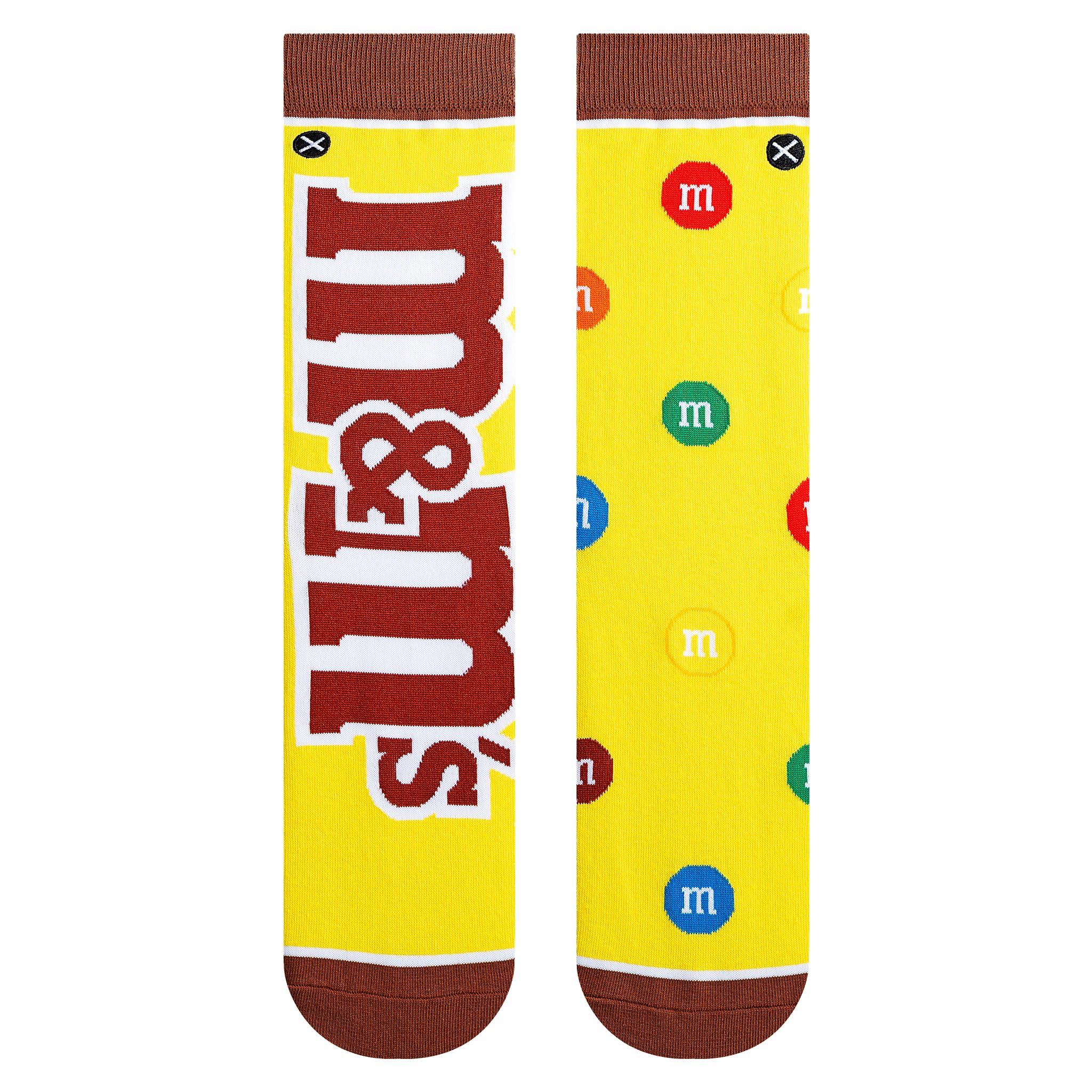 Odd Sox Men's Peanut M&Ms Split Peanut M&M Split Yellow Crew Socks, Large