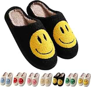 Amazon.com | DepiYorSn Happy Face Slippers Retro Cozy Comfy