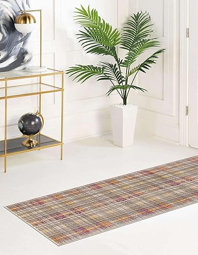 Miniatura 4 de Unique Loom Deepa Collection - Alfombra de área de tartán (2 pies 0 pulgadas x 8 pies 0 pulgadas, multicolor  azul)