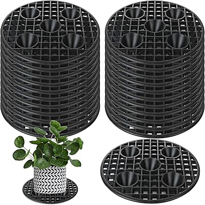 QTLCOHD 24Pcs Black Plastic Plant Stands, 8 Inch Elevator, Patio & Deck Floor Protector, Indoor & Outdoor Garden Flower Potted Plants