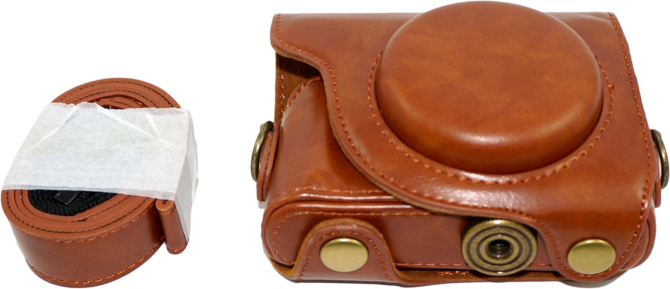 PU Leather Case For Canon PowerShot G9X, G9 X Mark II Mark 2 Protective Camera Bag with Shoulder Neck Strap Belt Brown