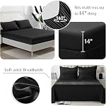 JOLLYVOGUE Ensemble de confort de taille King noir - Ensemble de literie ultra-soft pour la chaleur toute saison - Lit dans un sac 7 Pièces avec feuilles, oreillers & Shams