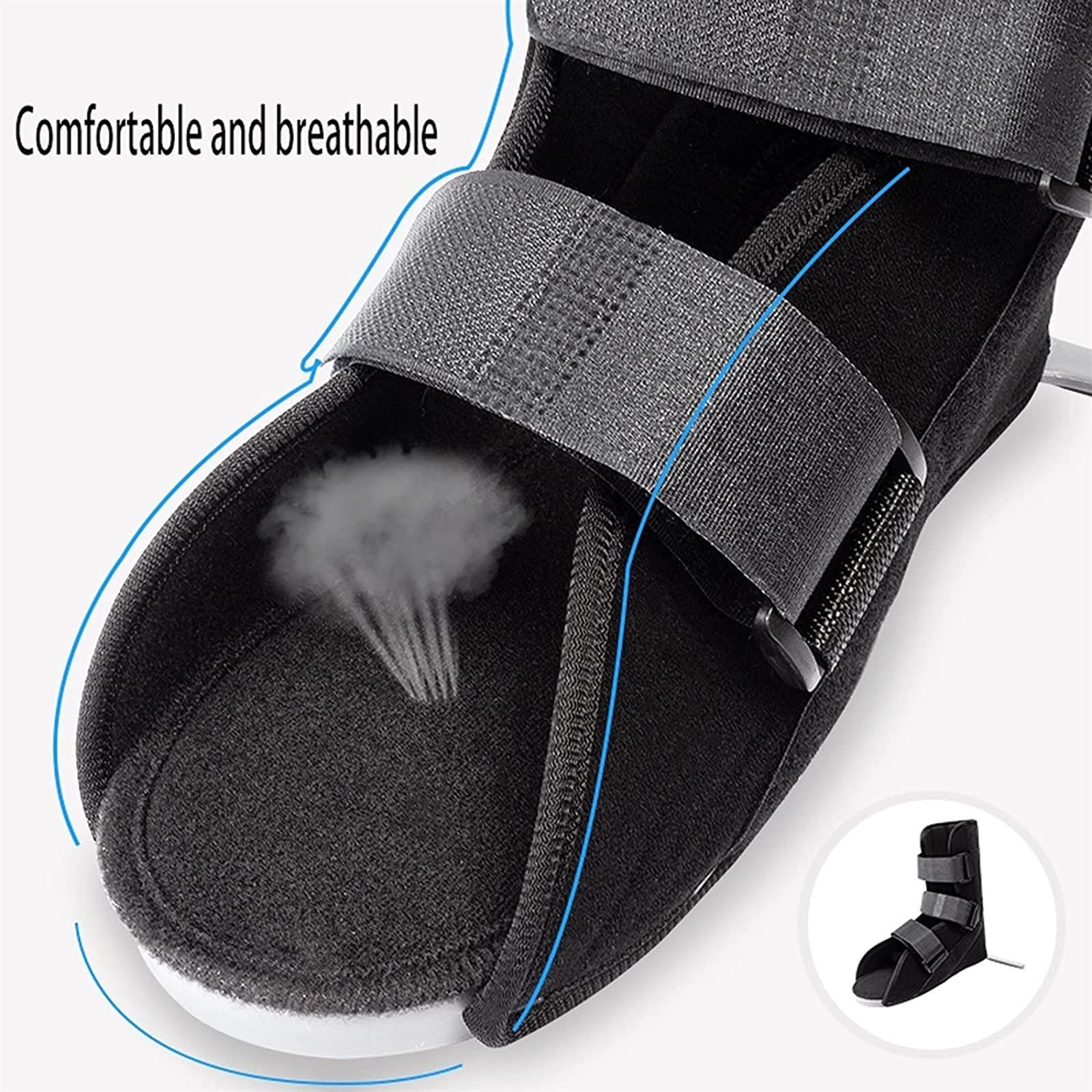 Bota ortopédica para fracturas, fijación de la articulación del Tobillo y el pie, Transpirable, fácil de Caminar, para recuperación posoperatoria de esguince de Tobillo Roto, Color Negro, L