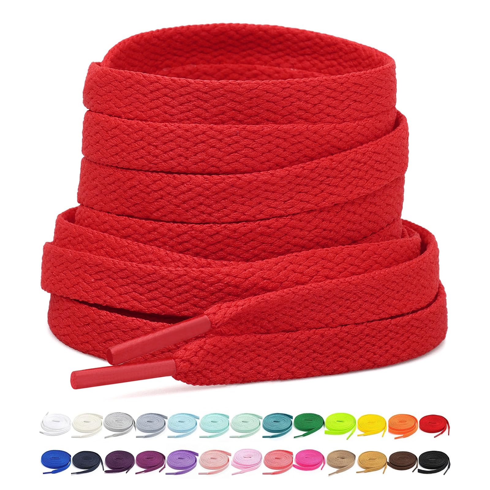 Stepace [2 Pairs Flat Shoe Laces for Sneakers 30"-72" Length 26 Color Shoelaces