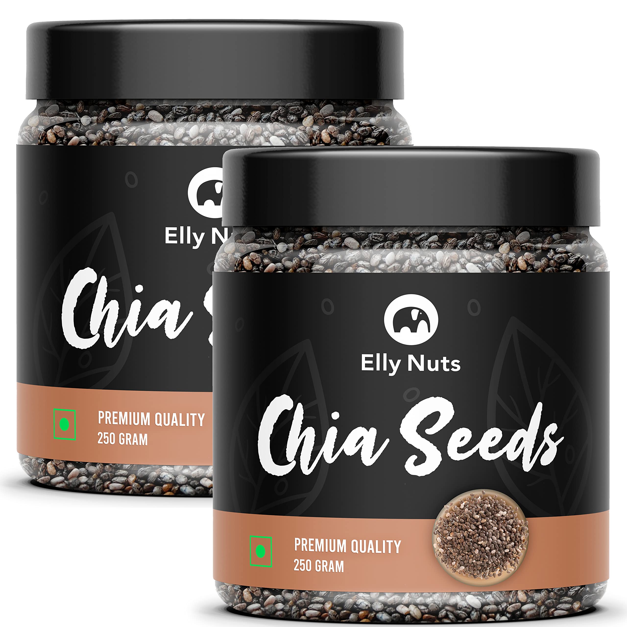 Elly Nuts Raw Chia Seeds - 250 gms Each Total 500 gms Unroasted Chia Seeds for Eating | Protein and Fibre Rich Superfood, Healthy Seeds [Jar Pack] - Diwali Gift Pack (B09Q31RYNQ) Amazon Price History, Amazon Price Tracker