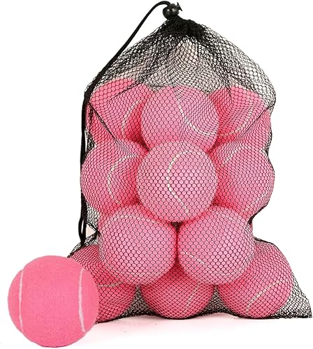 Miniatura 16 de Juego de 12/18 pelotas de tenis para entrenamiento, juego para perros y práctica con bolsa de malla para transporte y entrenamiento para Azul