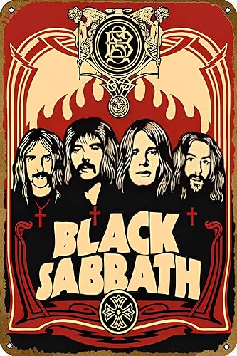 Miniatura 1 de KNIOIL Black Sabbath - Póster musical para bar, pub, cafetería, pared, baño, karaoke, retro, metal, estaño, decoración de cueva, banda de arte