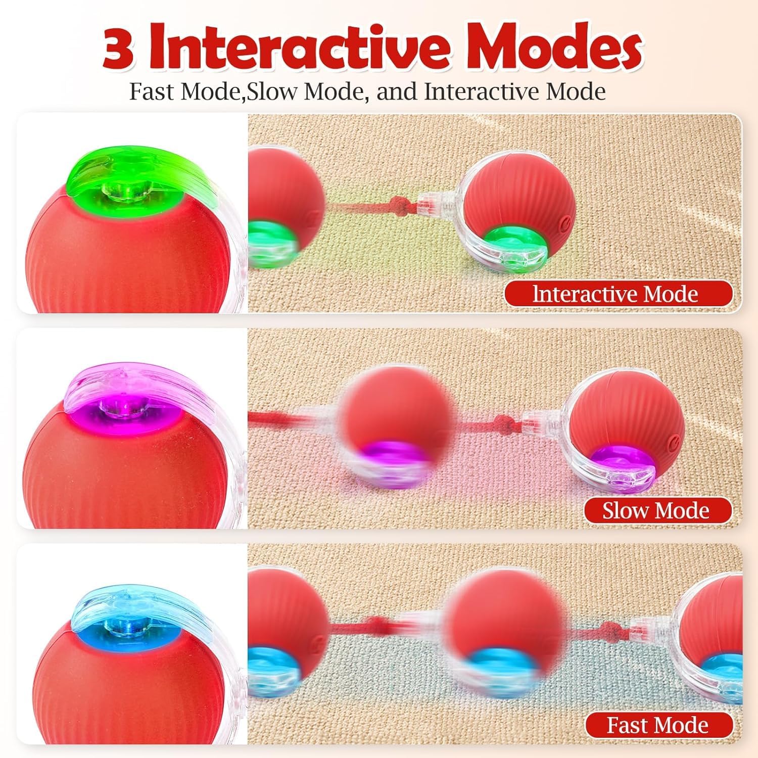 Balle de jouets pour chat – Balle LED roulante intelligente, automatique et rechargeable par USB, activation de mouvement pour chaton, chiot, chat – Exercice pour animaux domestiques