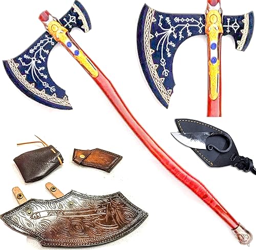 Miniatura 3 de God of War Kratos Axe Leviathan Axe Replica Axe- Handmade Forged Stainless Steel Bearded Axe with Genuine Leather Sheath Viking Axe Hatchet and