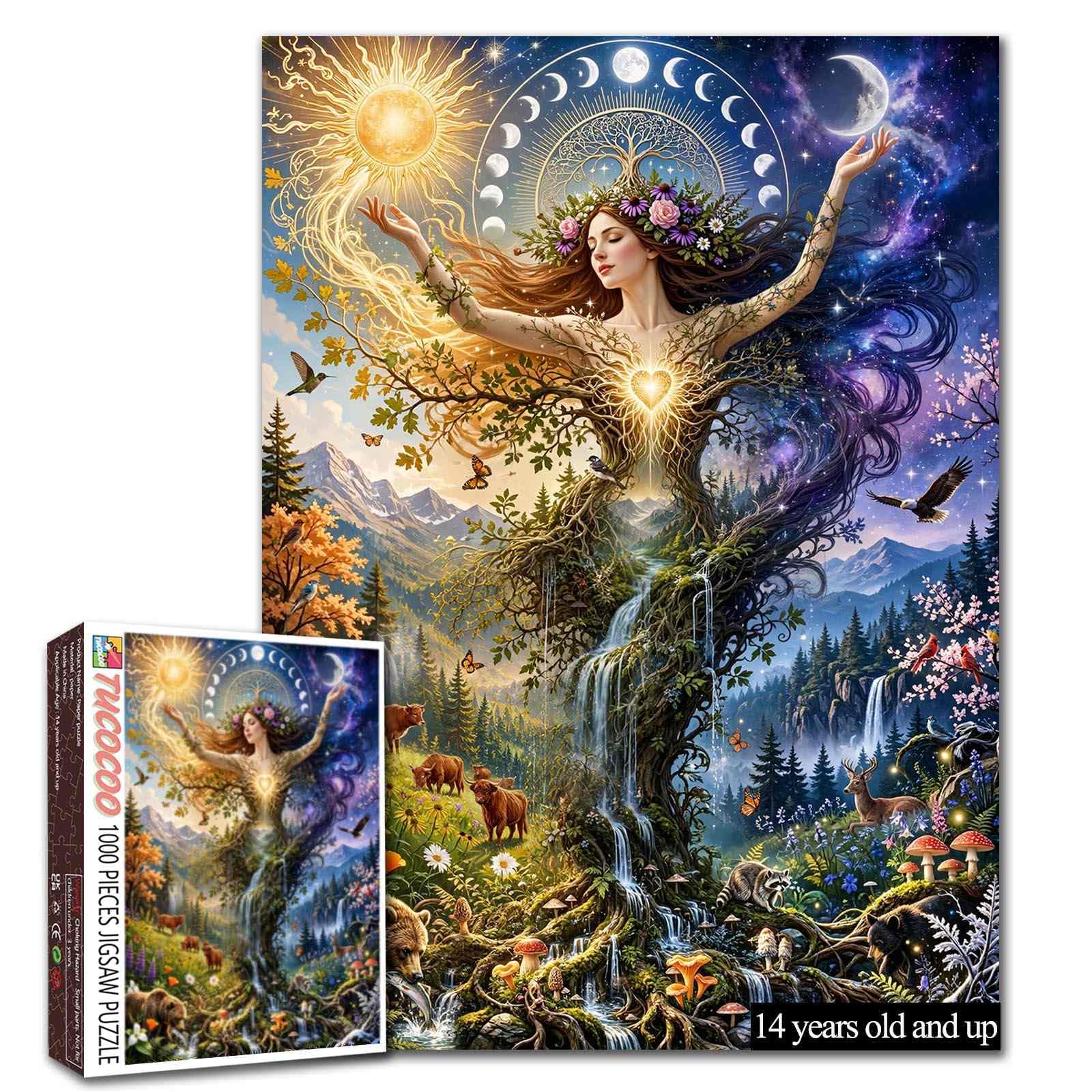 Tree of Life Puzzle Sun and Moon Puzzle 1000 Piece Jigsaw Puzzle for Adults