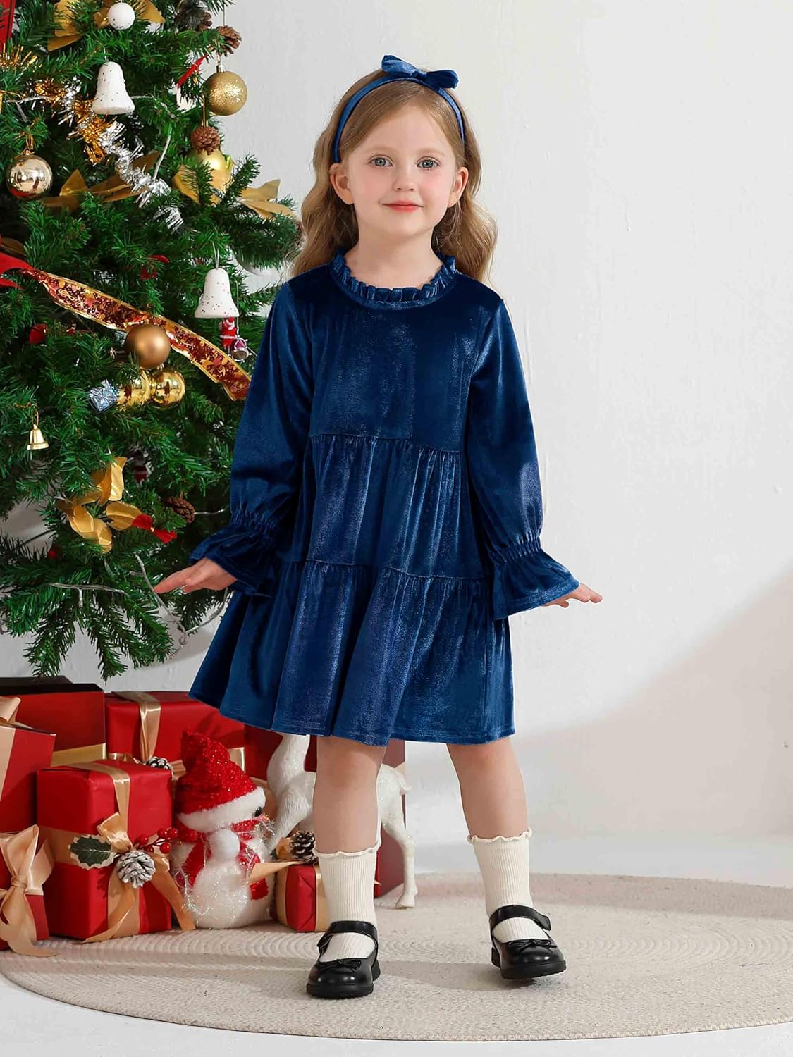 Baby and Toddler Girls Velvet Dresses Christmas Dress Long Sleeve Birthday Party Playwear Dress Fall Winter Clothes - Image 3