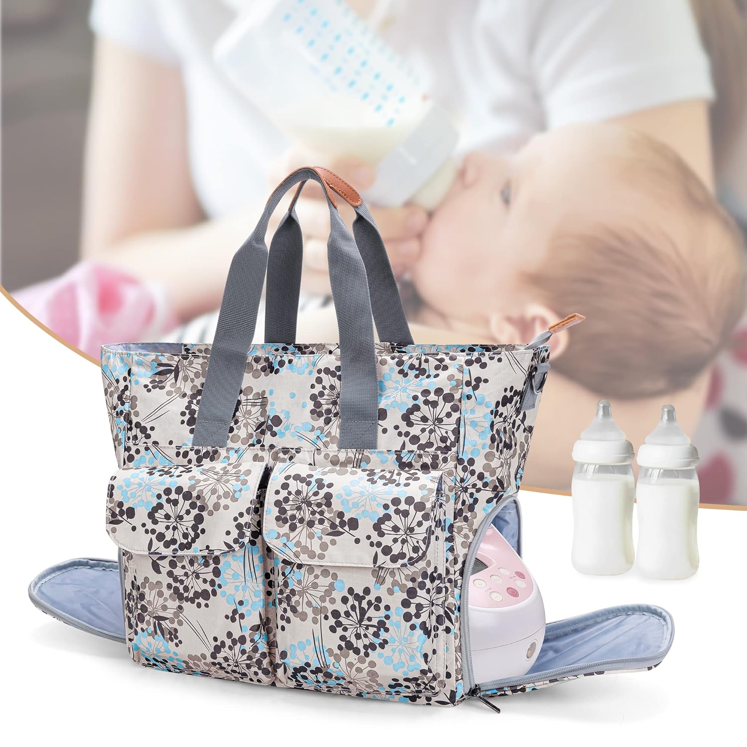 Teamoy Breast Pump Bag Compatible with Spectra S1/S2, Breast Cooler Bag Tote with Laptop Sleeve (Up to 14") for Working Moms, Dandelion(Bag ONLY) - Image 7