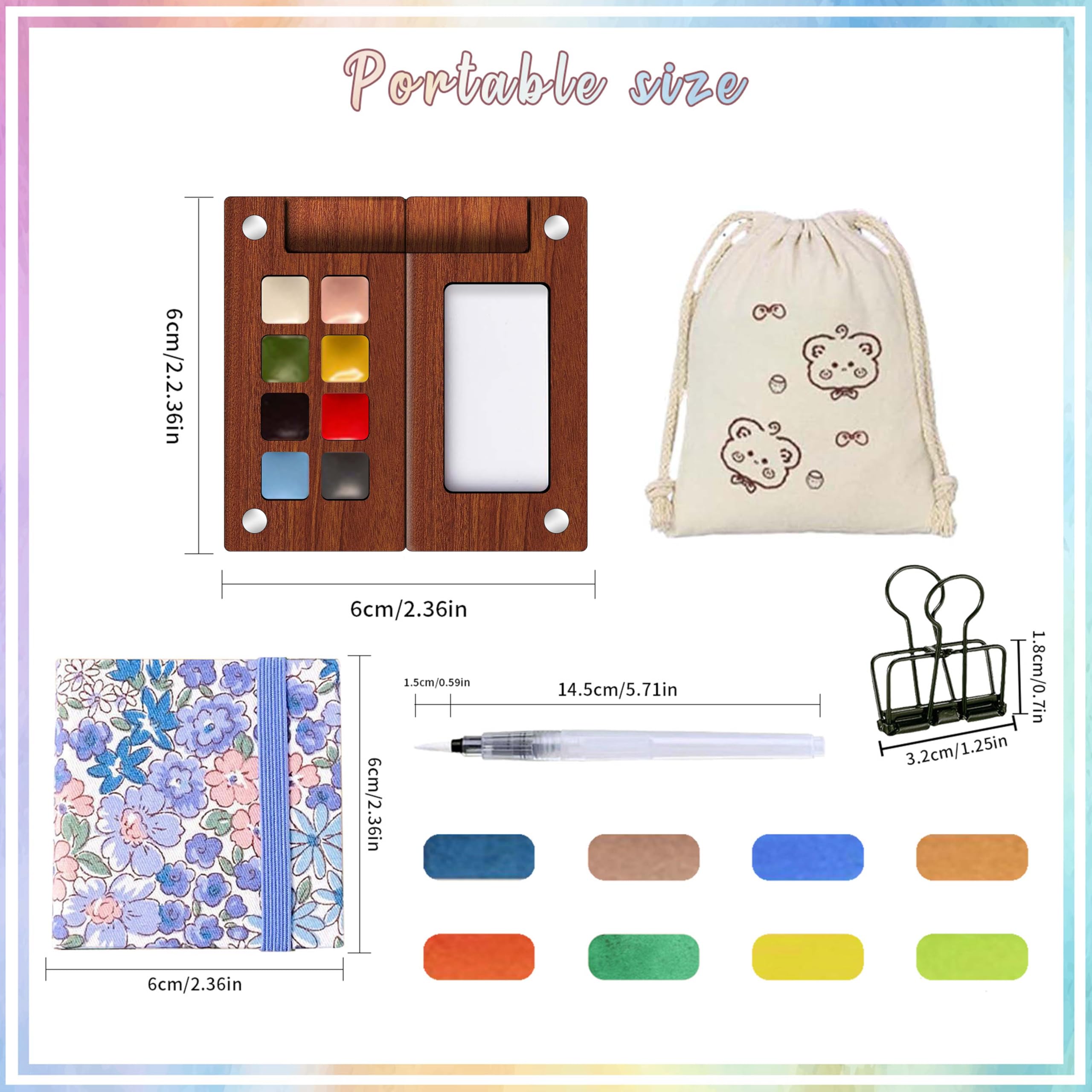 Amazon | トラベル水彩絵の具セット - ポケット8色ミニペイントキット
