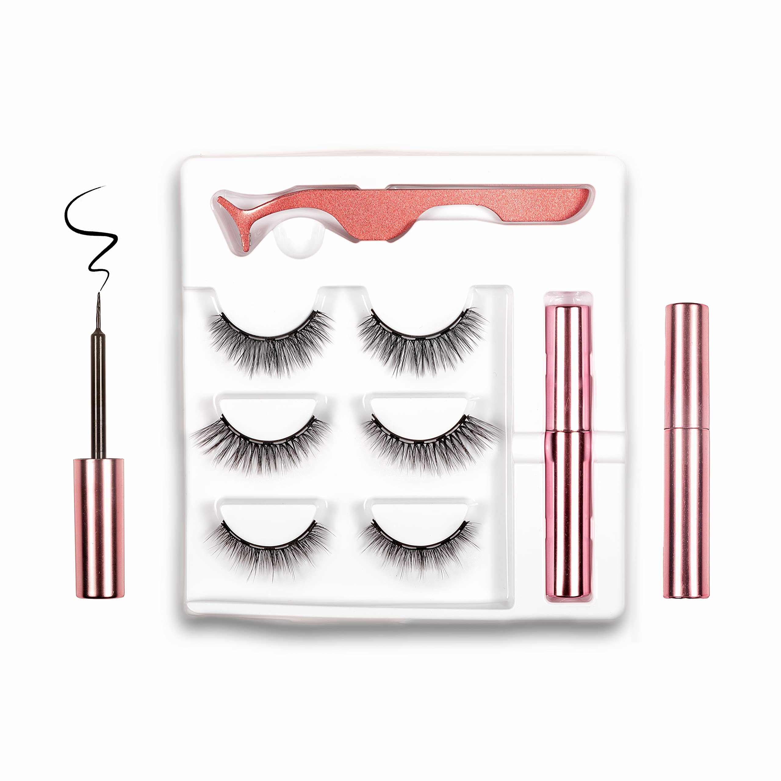 3 Pairs Magnetic False Eyelash with 1 Waterproof Magnetic Eyeliner Kit, India's First 8D Faux Mink Eye lashes, Natural & Long Lasting Reusable Lashes, Free Applicator, No Glue needed