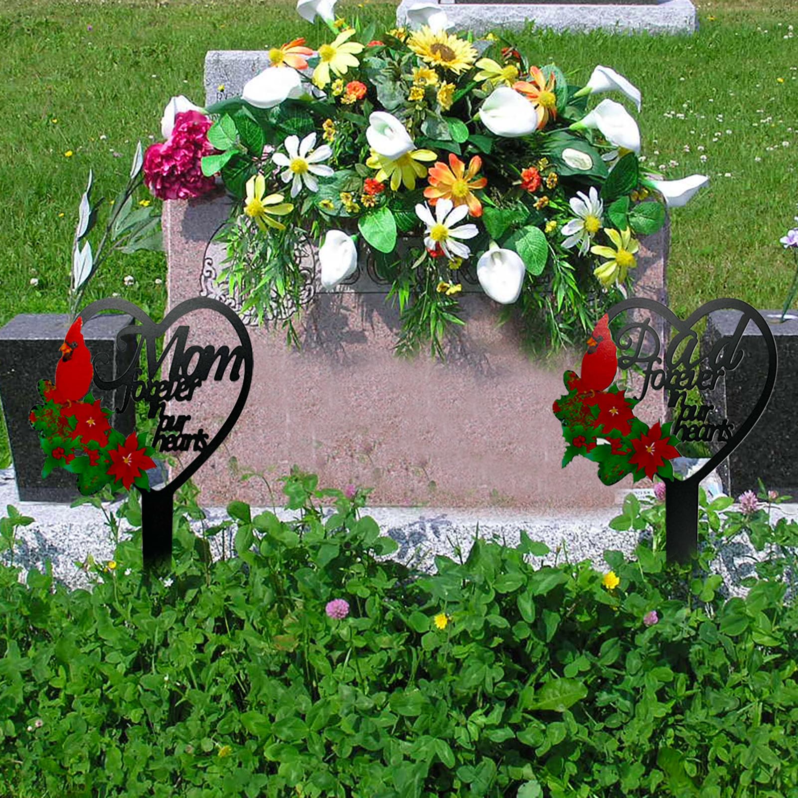 OZIO Grabmarkierung Herz-Gedenktafel – Gartenstecker Für Grab Oder Garten, Mit „Mom“-Aufdruck