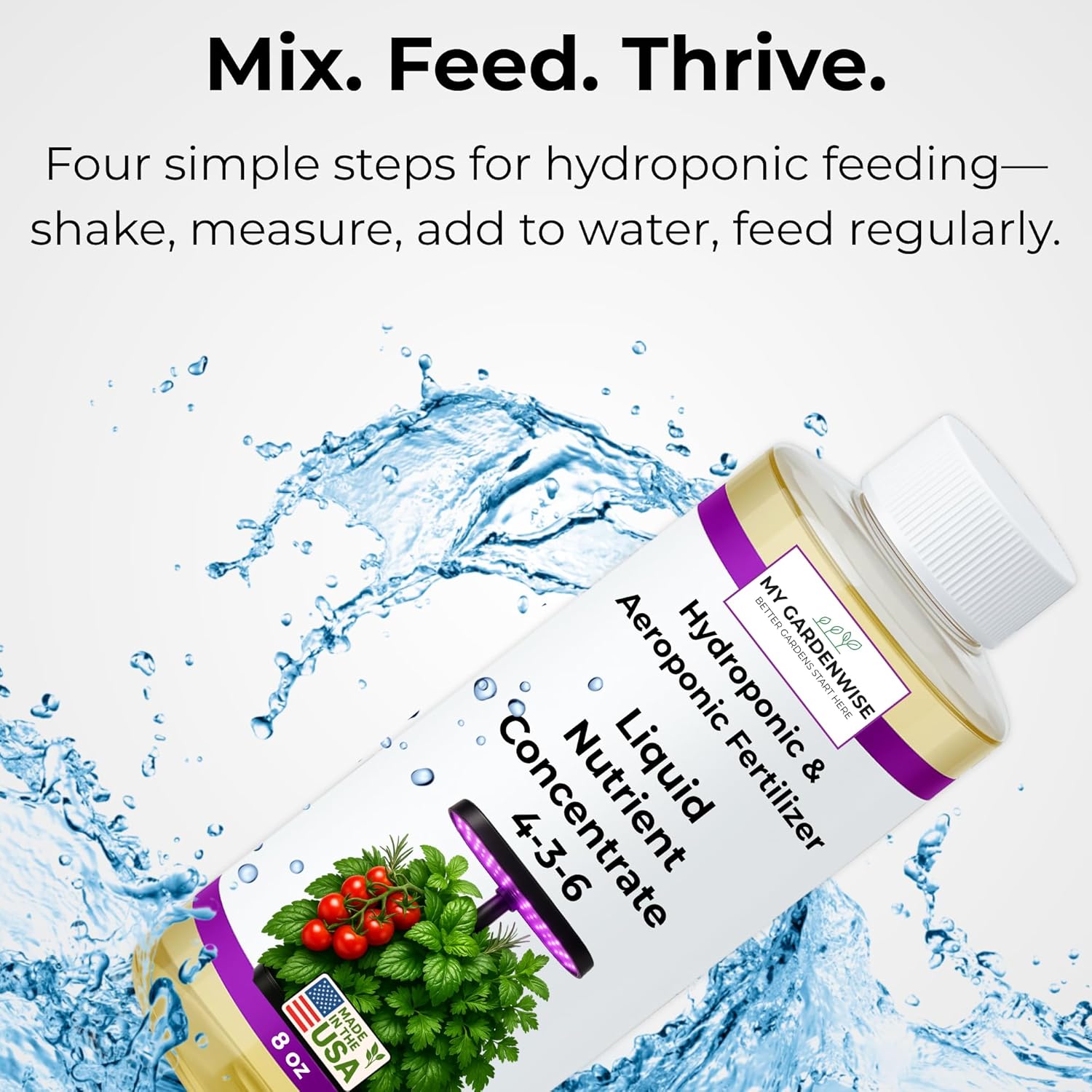 Liquid Plant Food – Hydroponics Nutrients for Indoor House Plants, Tomato, Strawberry, Lucky Bamboo, Lettuce, Vegetable Garden & Herbs – Aero Nutrients Liquid Fertilizer for All Growing Systems (32oz)