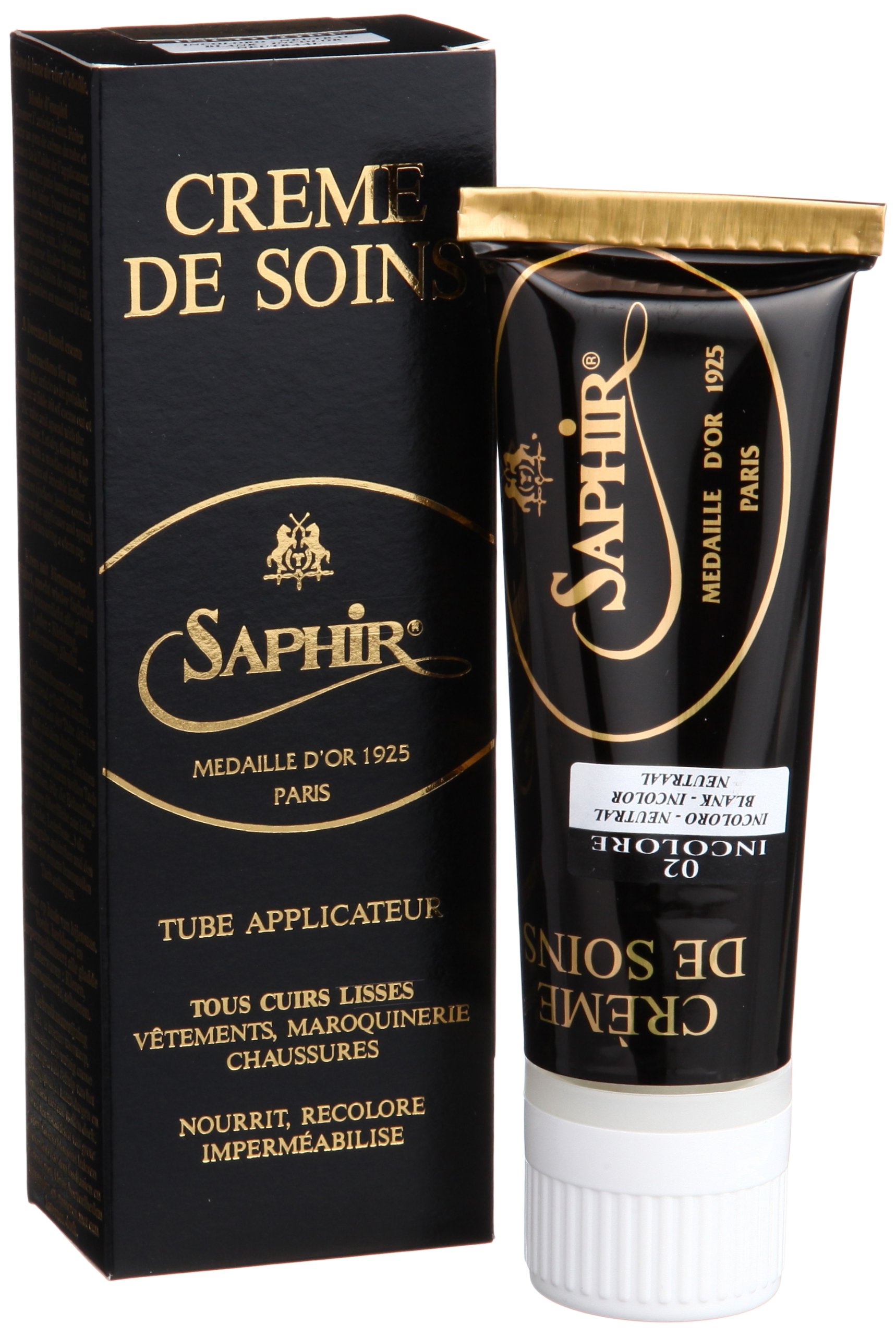 Medaille d'Or 1925 Creme de Soins Shoe Cream Polish with Foam Applicator Cream Tube - 75 mL / 2.53 Oz