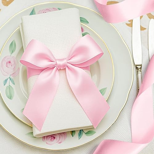 Miniatura 8 de Fullive Cinta rosa de 1 12 pulgadas, 30 yardas de cinta rosa para envolver regalos, cintas de satén de poliéster para el día de la madre, para