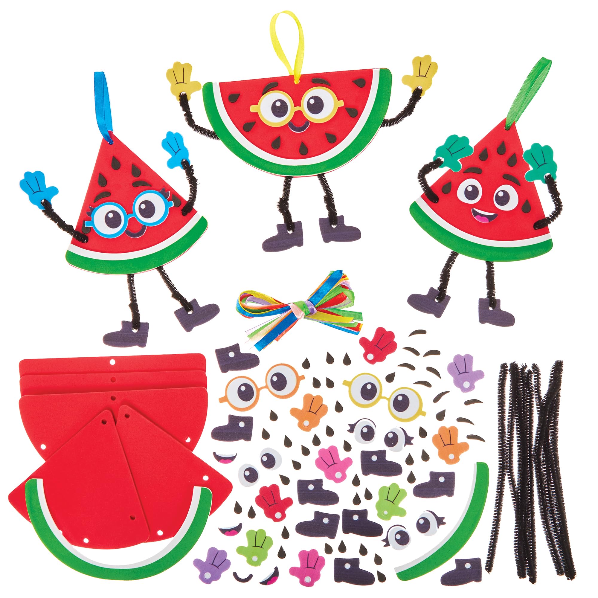 Baker Ross FN169 Watermelon Mix & Match Decoration Kits - Pack of 8, Decoration Craft Kits for Kids