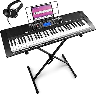 MAX Rhapsody61 - Keyboard Piano mit Lautsprecher, 61 Tasten, Kopfhörer und Ständer für Anfänger, LCD Display, 50 Demo Songs, Piano Keyboard, Lern-Funktion, 300 Klangarten