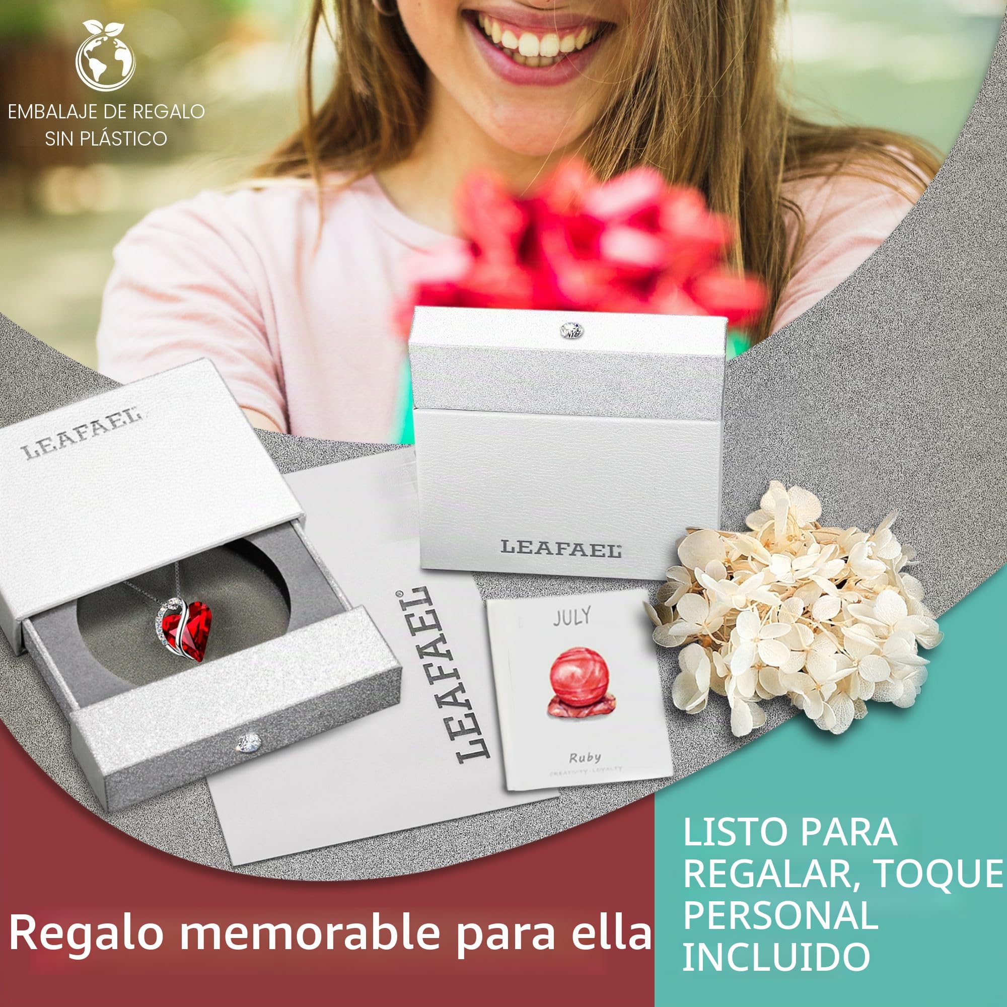 Leafael Collar de Mujer con Birthstone de Cristal | Collar Hipoalergénico con Caja de Regalo Incluida