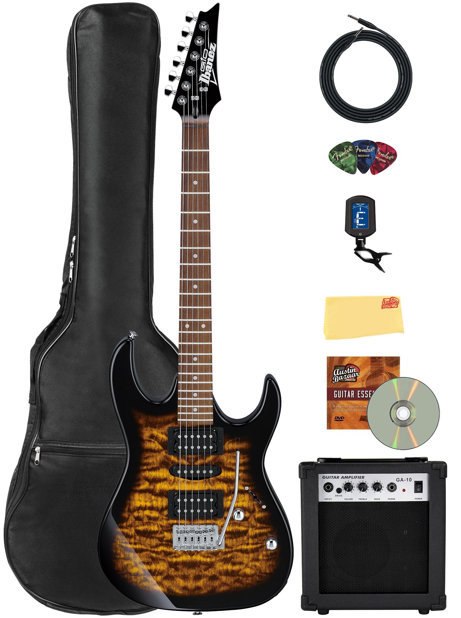 Amazon.com: Ibanez GRX70QA RG Gio Electric Guitar - Sunburst