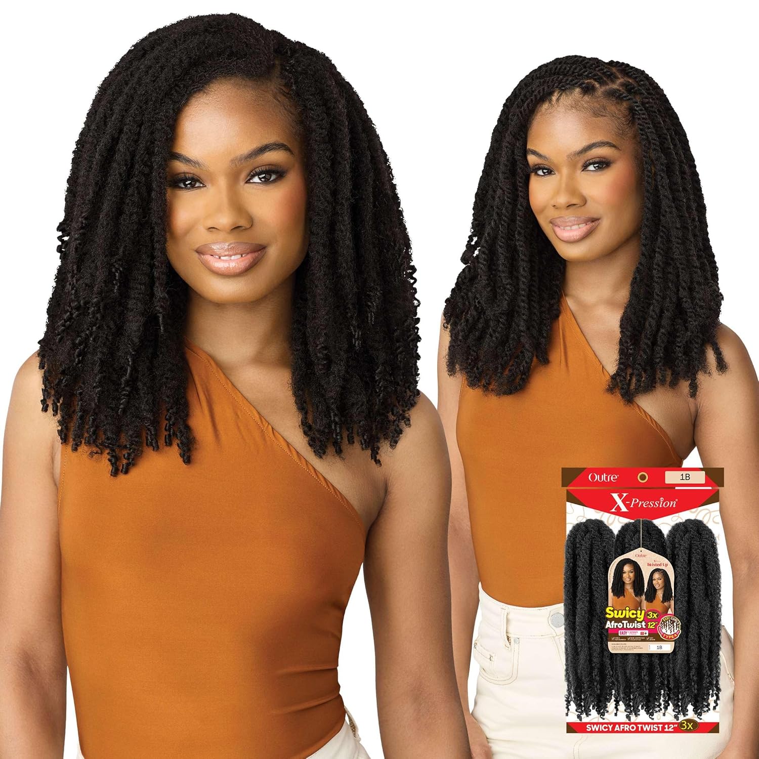 Outre X-Pression Twisted Up - Swicy Afro Twist 12" 3X (5 Pack, OFF BLACK 1B)