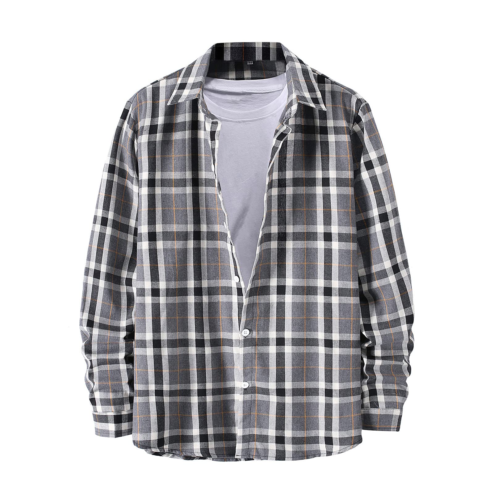 Sanahy Men's Plaid Shirts Casual Long Sleeve Button Down Cardigan Jacket Loose Lightweight Regular Fit Shirts Blouse