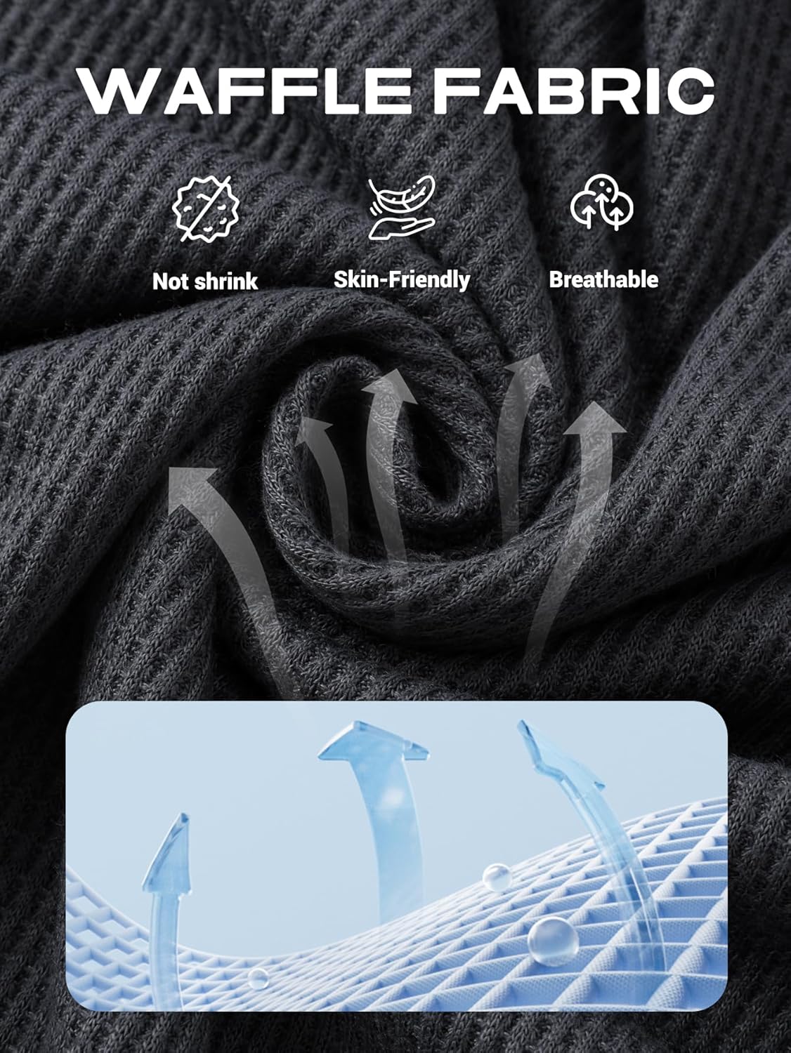 Arssm 3 Pack Mens Waffle Henley Shirts Long Sleeve Cotton Casual T-Shirts Lightweight Thermal Undershirts - Image 3