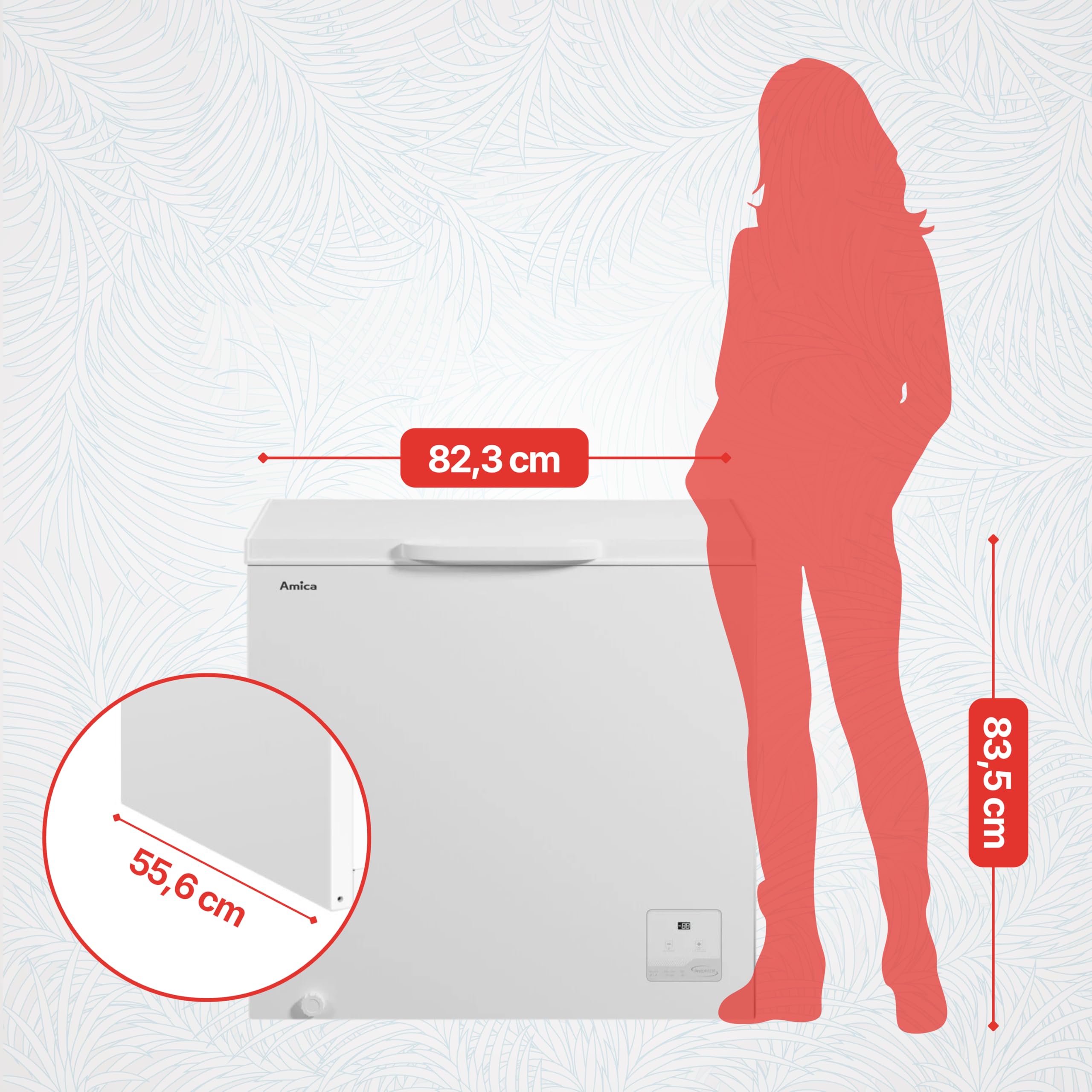 Amica Gefriertruhe freistehend 199 l FrostControl Inverter-Kompressor elektronische Steuerung 83,5 x 82,3 x 55,6 cm Weiß