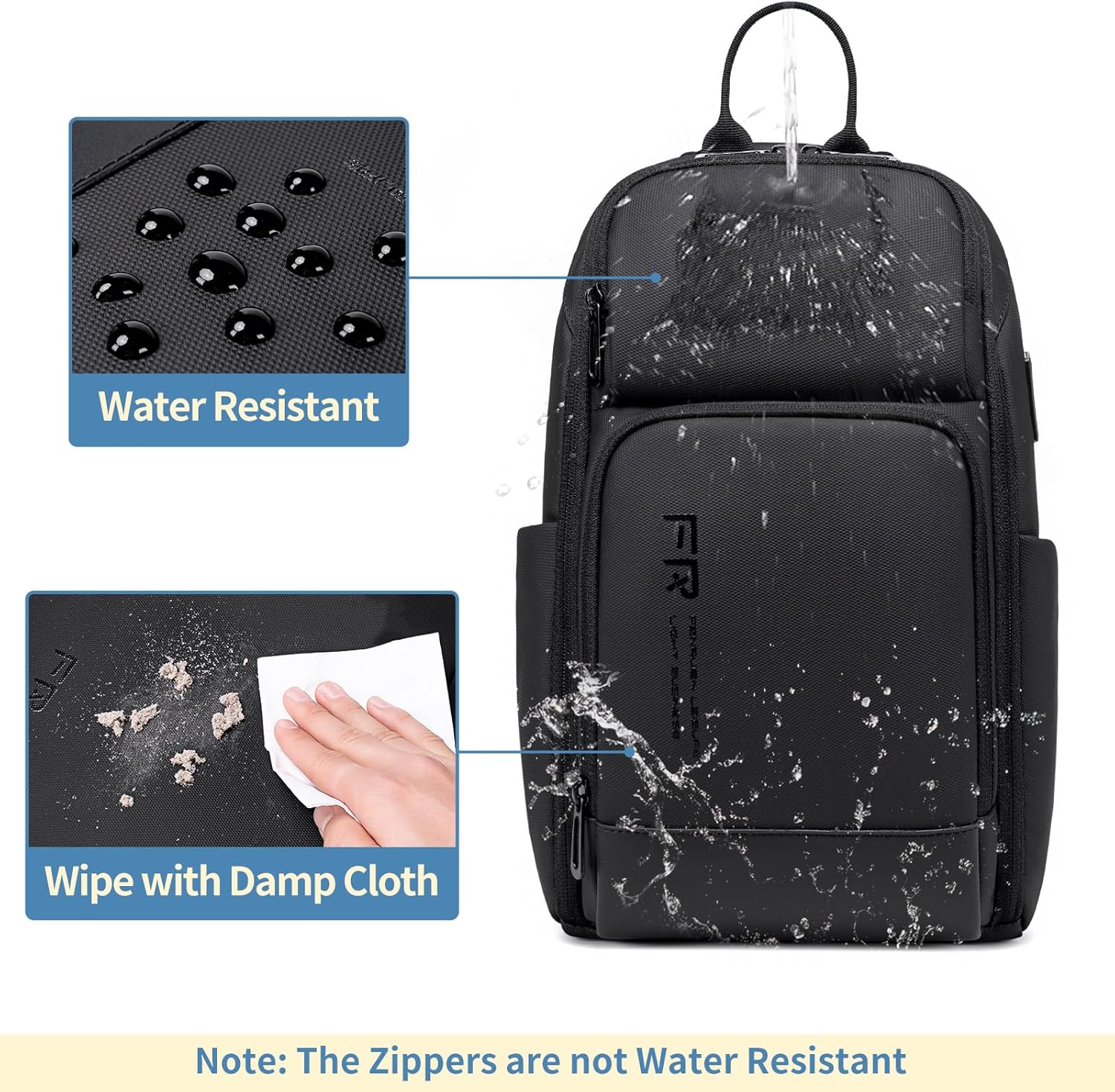 FENRUIEN Crossbody Sling Bag for Men, Water Resistant One Shoulder Backpack, Side Bag for Travel - Image 4