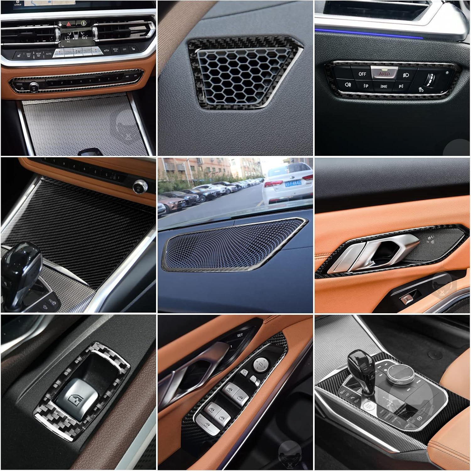 for BMW 3 Series G20 2019 2020 Black Real Soft Carbon Fiber Full car Interior Set 21 Pieces Sticker Decorative Cover car Interior Accessories
