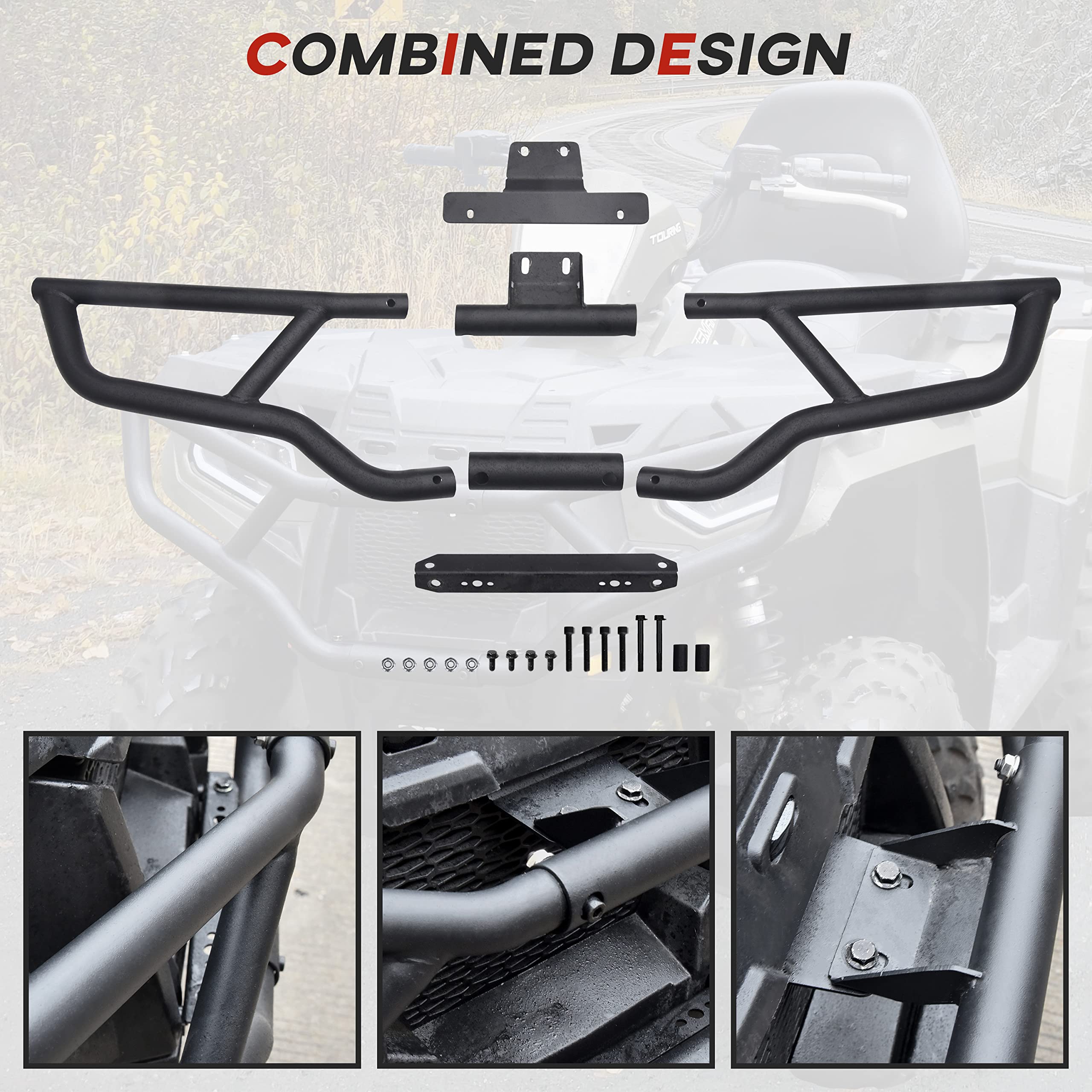 SAUTVS Brosse de protection pour pare-chocs avant Polaris Sportsman 450 570 14-20, en acier robuste pour Polaris Sportsman 450 570 Touring ETX 2014-2020 Accessoires, remplace OEM # 2879714