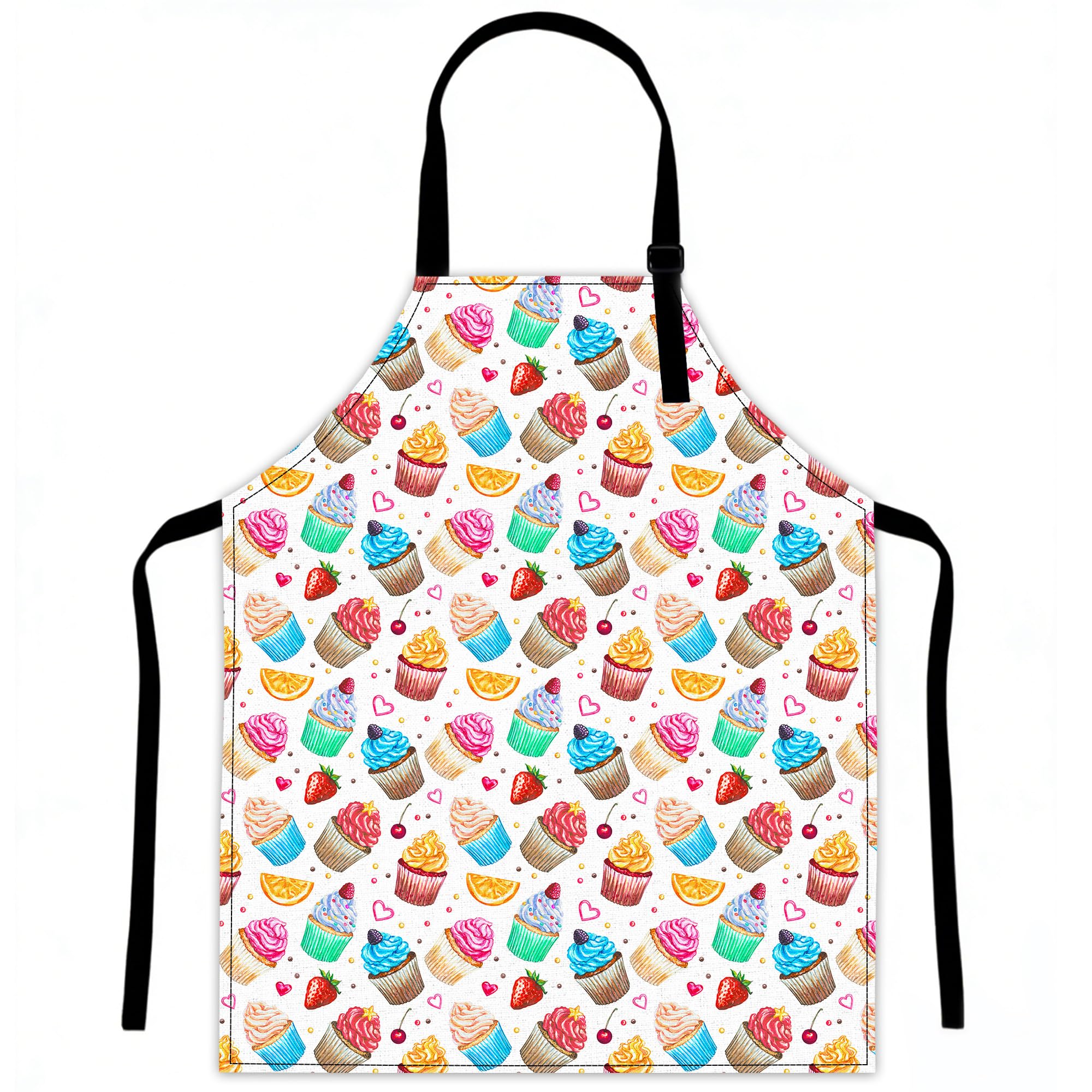 LQEBUY Kitchen Aprons Adjustable Colorful Cupcakes Cooking Apron Bib for Women Men Chef Cooking Baking Gardening