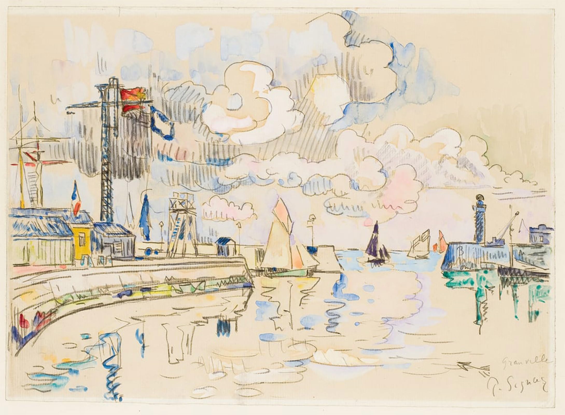 POSTERIIk Famous Animal Posters Vintage Picture Granville by Paul Signac Modern Wall Decor for Home Decor 60x90cm
