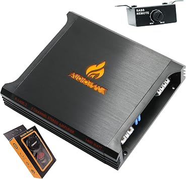 Audiobank AB1400.2 2 قناة 2400 واط 2 أوم A/B فئة صوت السيارة ستيريو BASS مكبر للصوت مع التحكم باس، Bridgeable، مؤشر LED مع حزمة حامل الهاتف الجاذبية