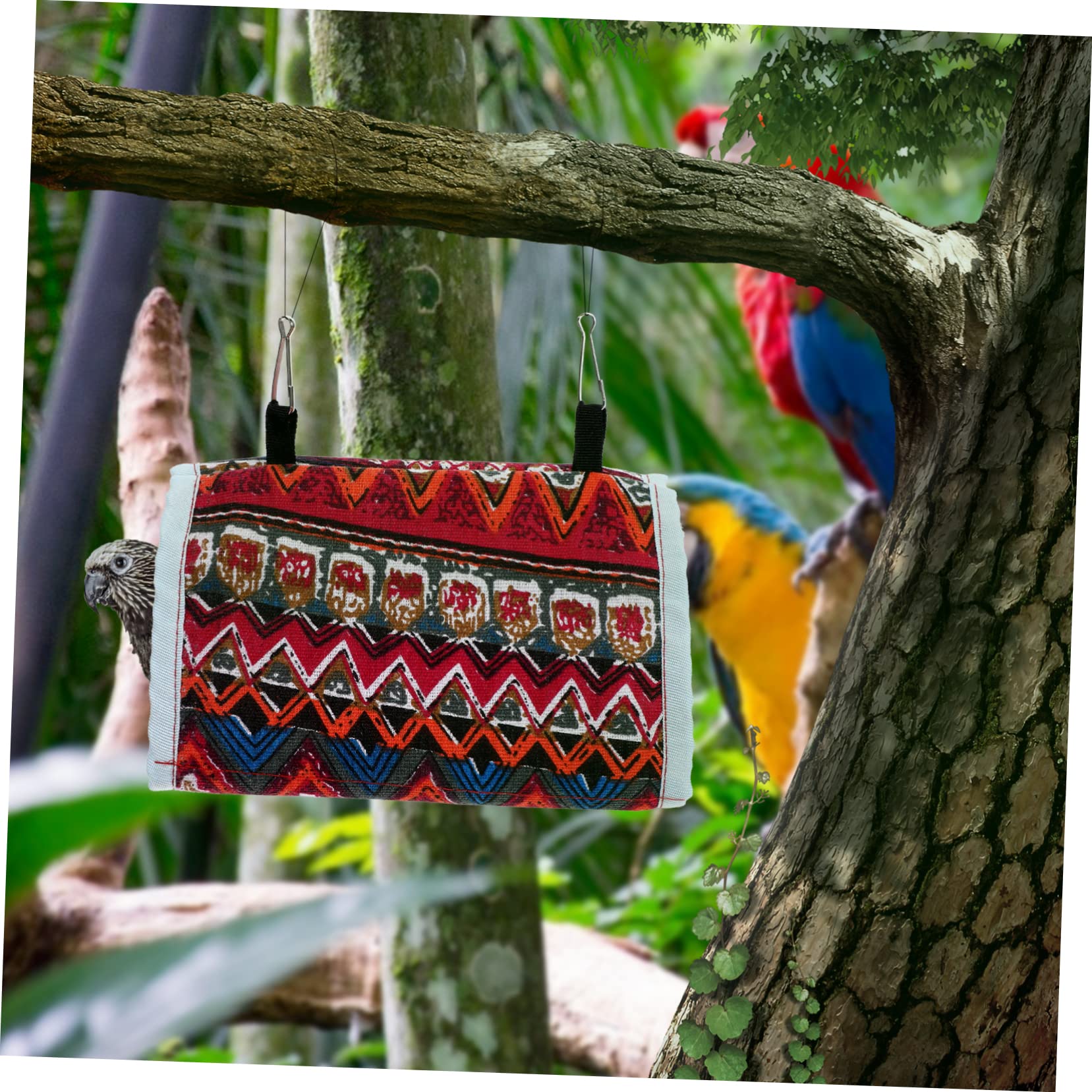 Housoutil 9pièces Hamac Suspendu pour Oiseaux De Perchoirs Tente Colorés pour Perroquets Refuge Douillet Et Amusant pour Petits Oiseaux Le Froid Et Sécurité