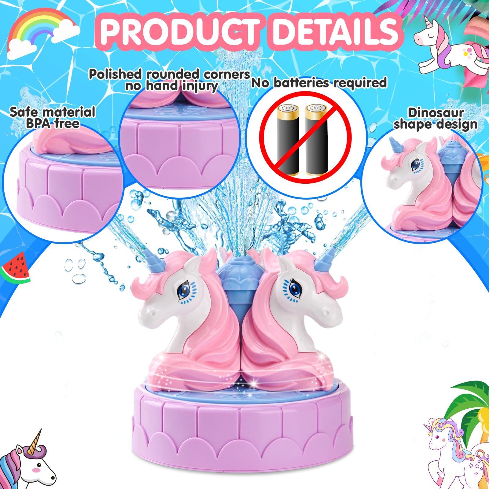Jouets d'arrosage de jardin d'été pour enfants, arroseur rotatif de cour, arroseur pour jeux d'eau en plein air