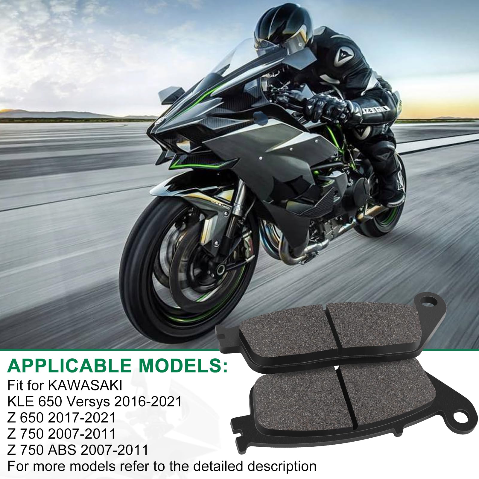 Pastiglie freno anteriore e posteriore per KAWASAK Z750 (ZR750L) 2007-2011 Z750 ABS (ZR750M) 2007-2011 Z 650 ER650 2017-2020 KLE650 Versys 650 2016-2021