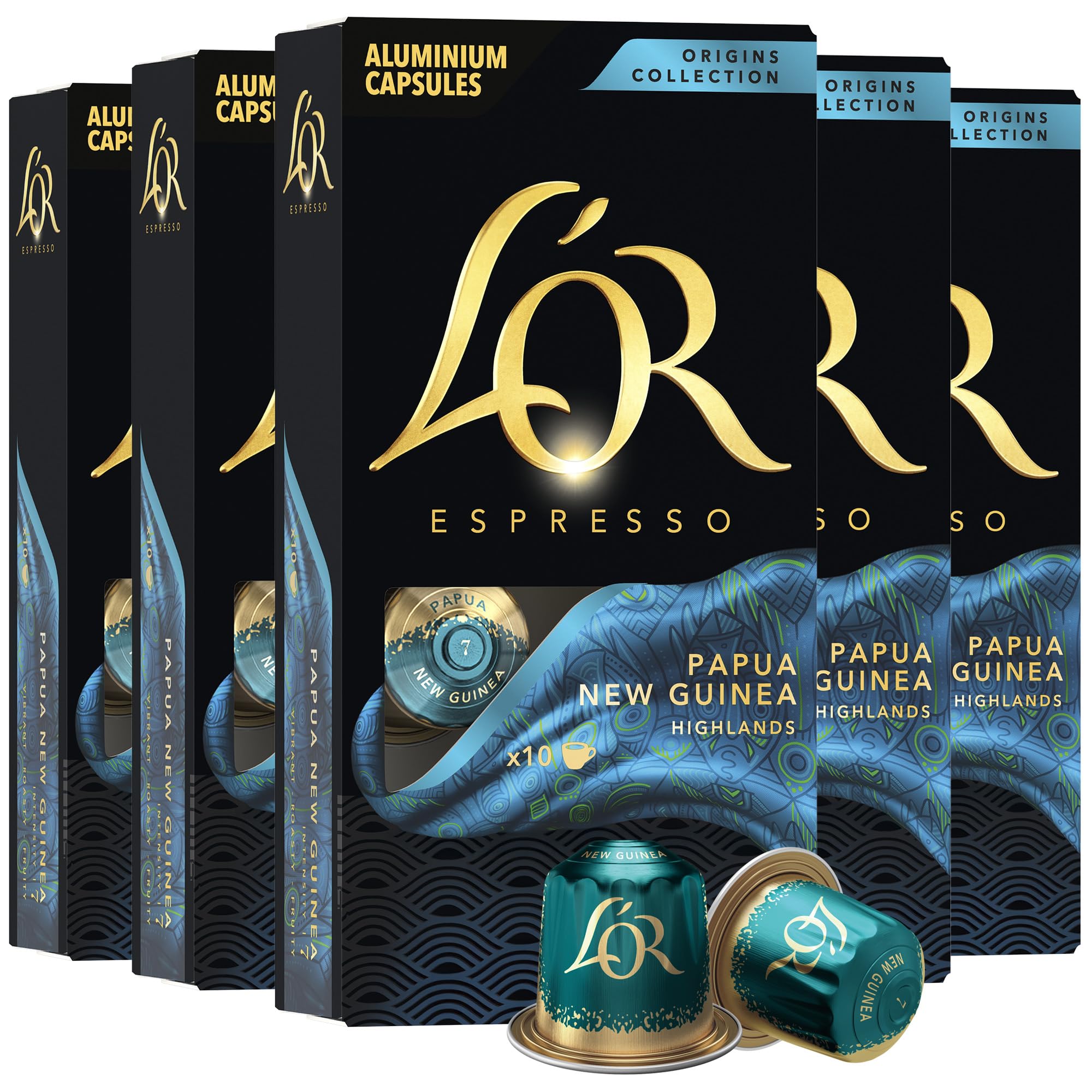 L'OR Espresso Capsules, 50 Count Papua New Guinea, Single-Serve Aluminum Coffee Capsules Compatible with the L'OR BARISTA System & *Nespresso Original Machines