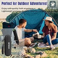 Vista 7 de Espumador de leche de mano, recargable de 3 velocidades, batidor de bebida con 3 cabezales de acero inoxidable, batidor eléctrico USB C para café