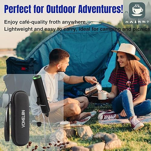 Miniatura 7 de Espumador de leche de mano, recargable de 3 velocidades, batidor de bebida con 3 cabezales de acero inoxidable, batidor eléctrico USB C para café