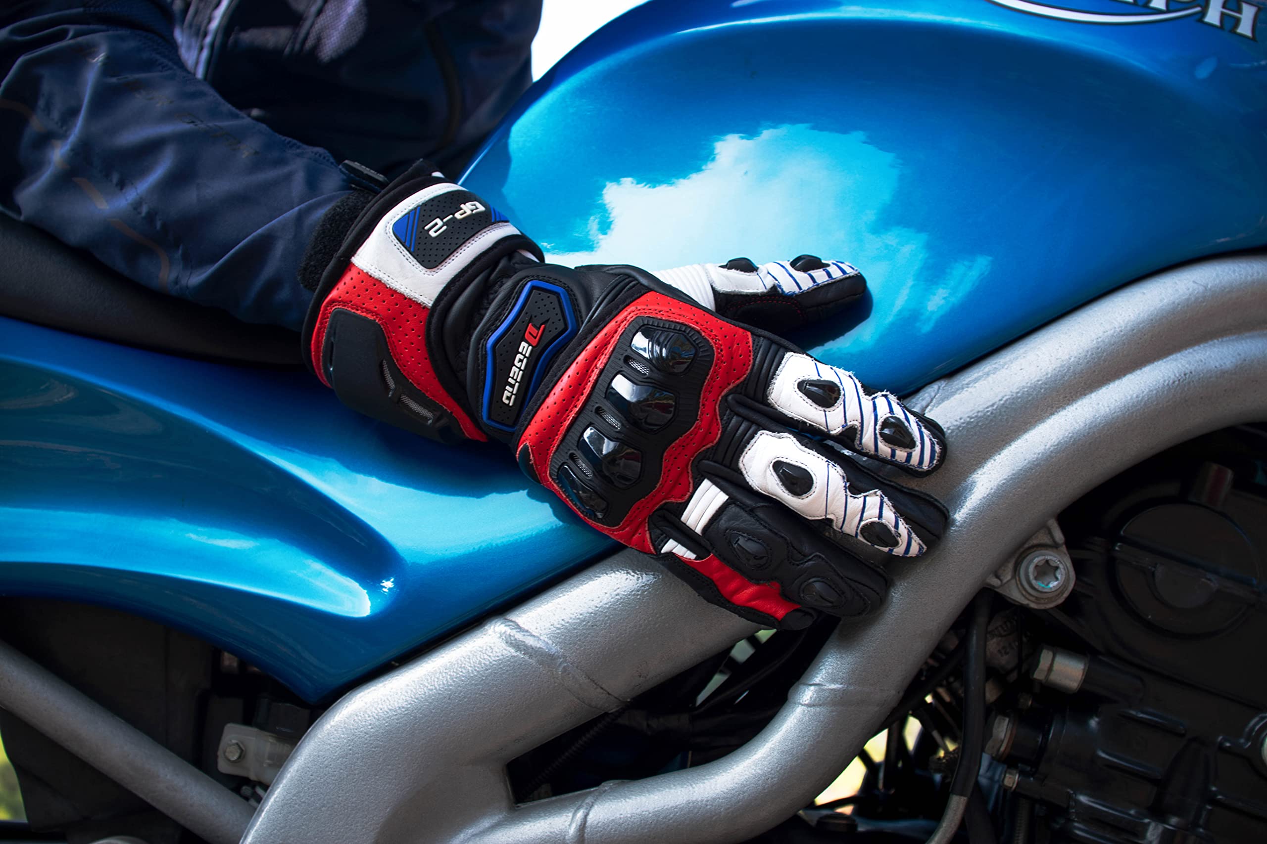 GP-2 | Guantes Moto Racing Hombre para Verano de Alta Resistencia - Confeccionado en Piel de Vaca, TPU y Kevvlar de Máxima Resistencia a los Impactos y Abrasión - Accesorios Moto