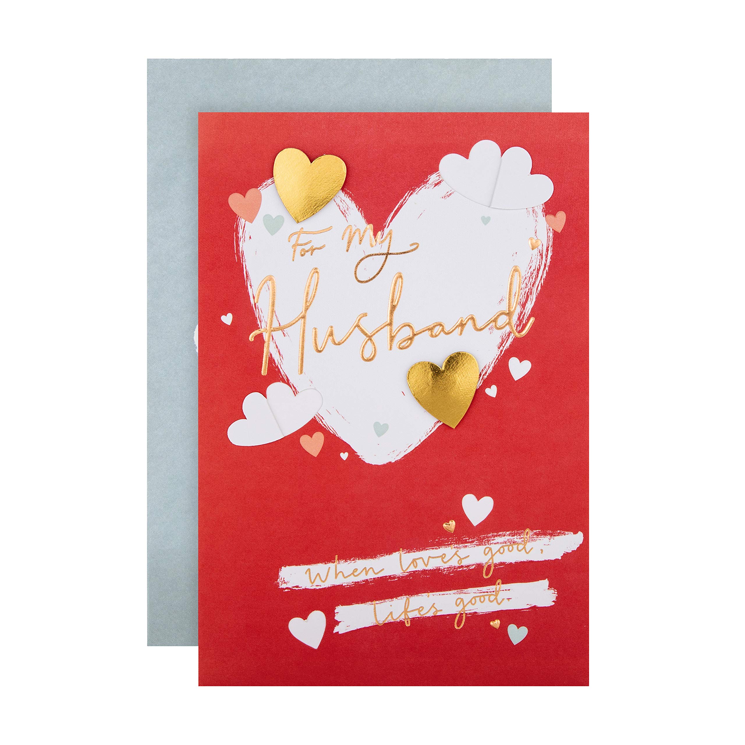 Hallmark Husband Valentines Card, Valentines Day Card, Classic Heart Based Design, Red