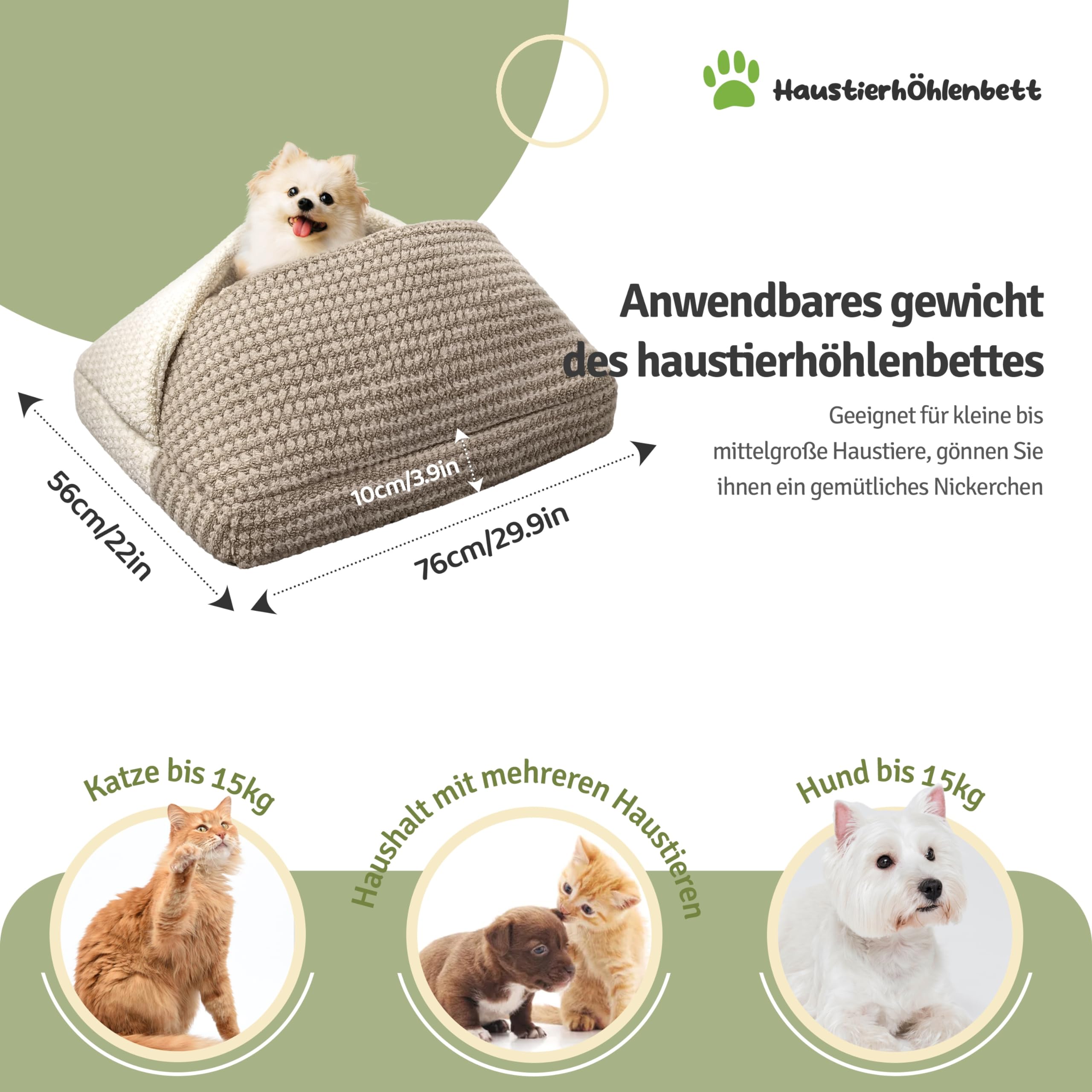 Cama para perros de tamaño mediano, 56 x 76 x 10 cm, cueva para gatos, cestas para perros, sofá para perros, saco de dormir para gatos