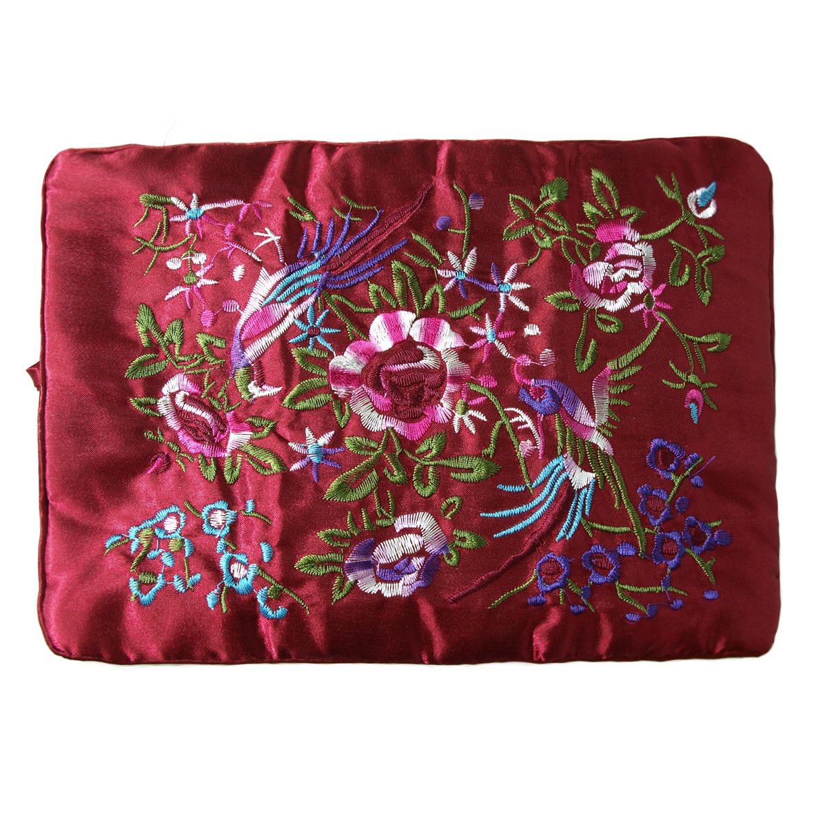 Wrapables Silk Embroidered Jewelry Rolls - Burgundy