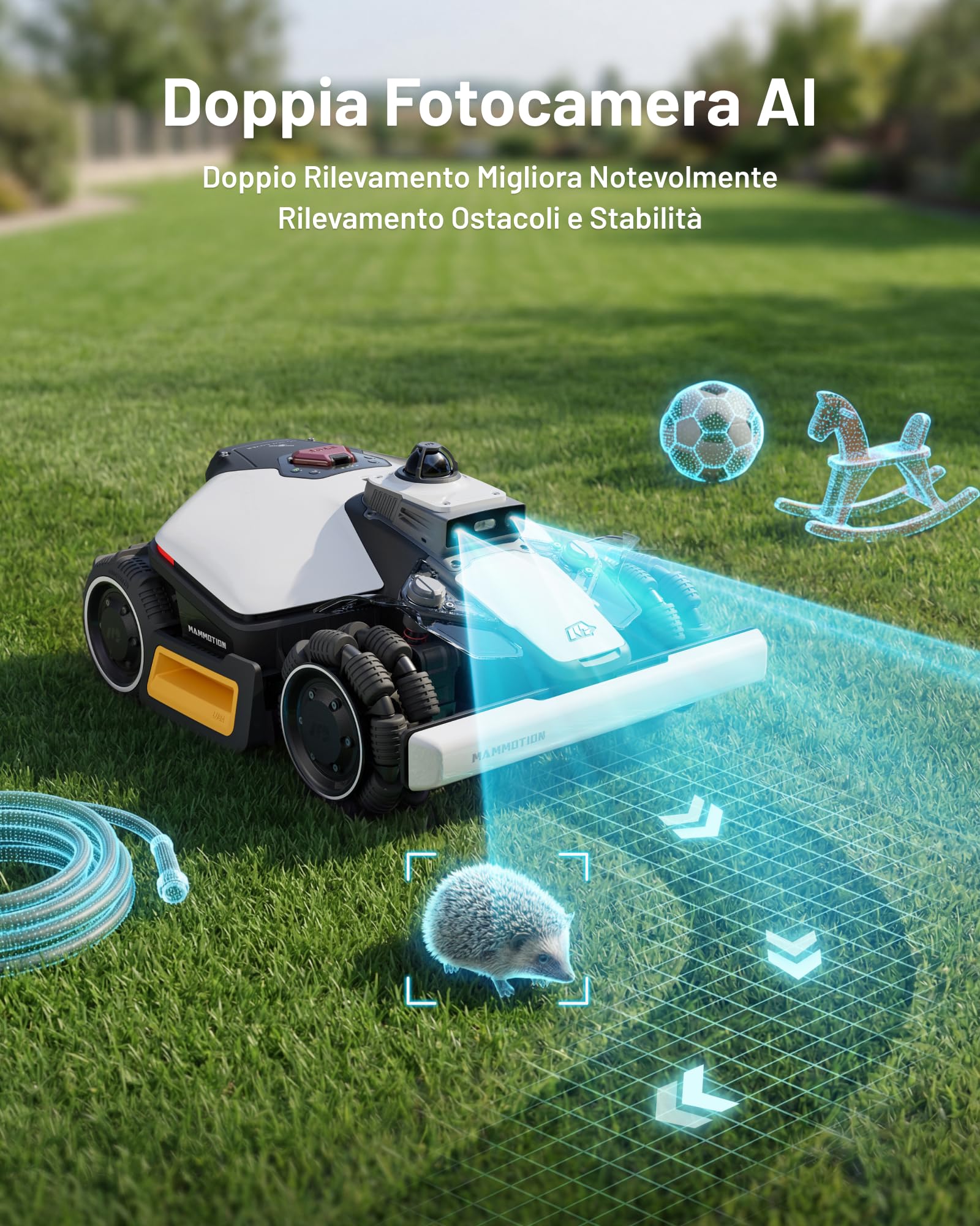 MAMMOTION LUBA mini 2 AWD 1500 Robot Tosaerba con Supporto per Autolavaggi, LiDAR 360° e Visione IA a Doppia Telecamera, 80% Pendenza, DropMow, Mammotion LiveMap