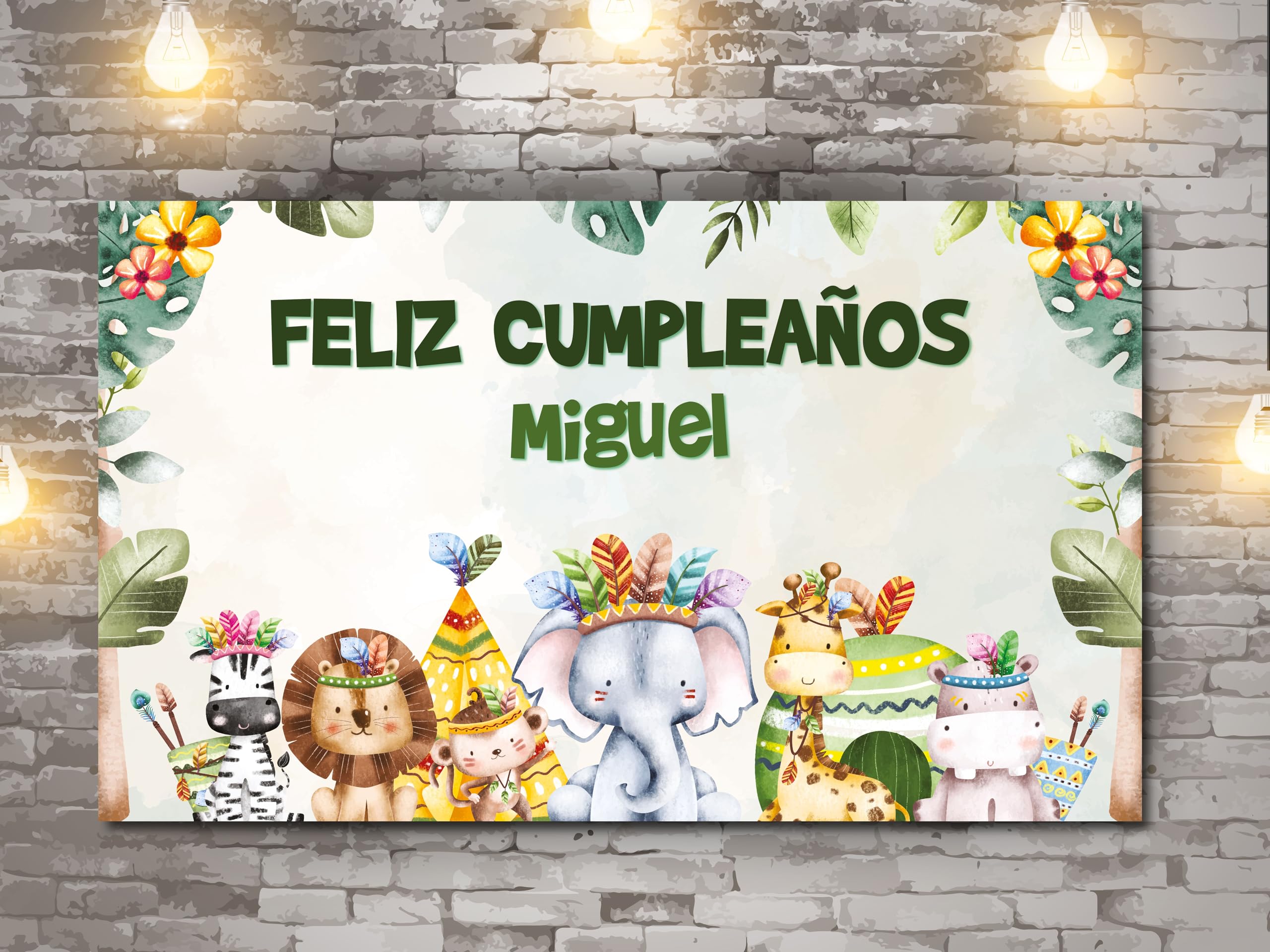 Oedim Photocall en Lona para Cumpleaños Animales, 300x200cm, Photocall Decorativo para Eventos o Celebraciones puntuales